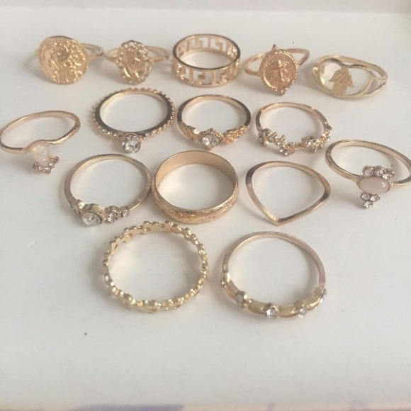 15 Piece Golden Faith Boho Midi Ring Set - Picture 5 of 9